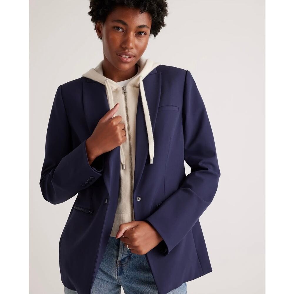 Quince Scuba Dickey Jacket in Navy Blue Cashmere Dickey Blazer Insert Size Small